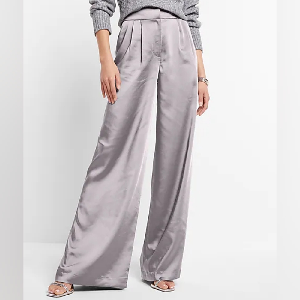 EXPRESS: High Waisted Satin Wide Leg Trousers